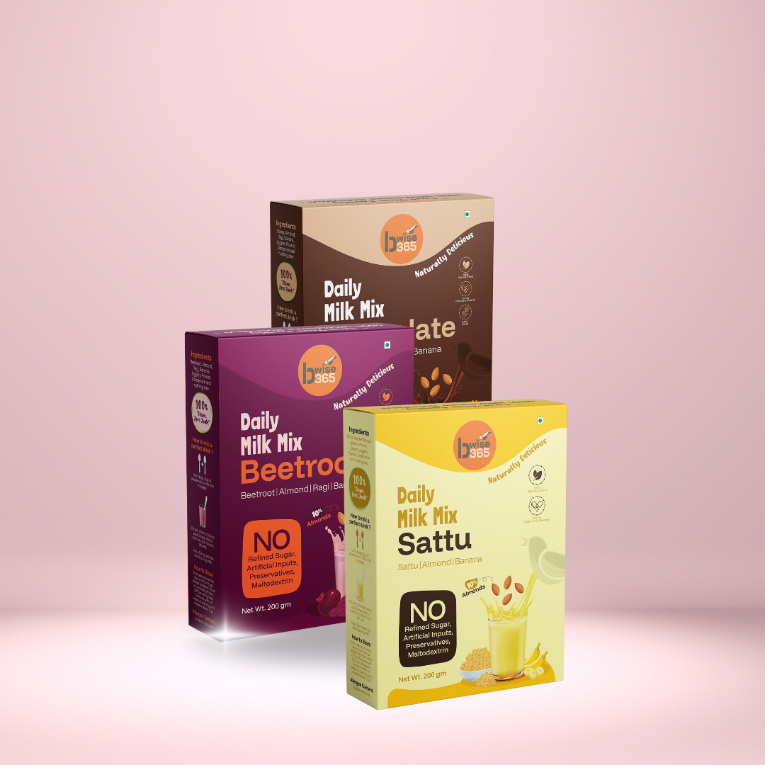 Daily Milk Mix Combo pack (CHOCOLATE, BEETROOT and SATTU - 200 gms each)