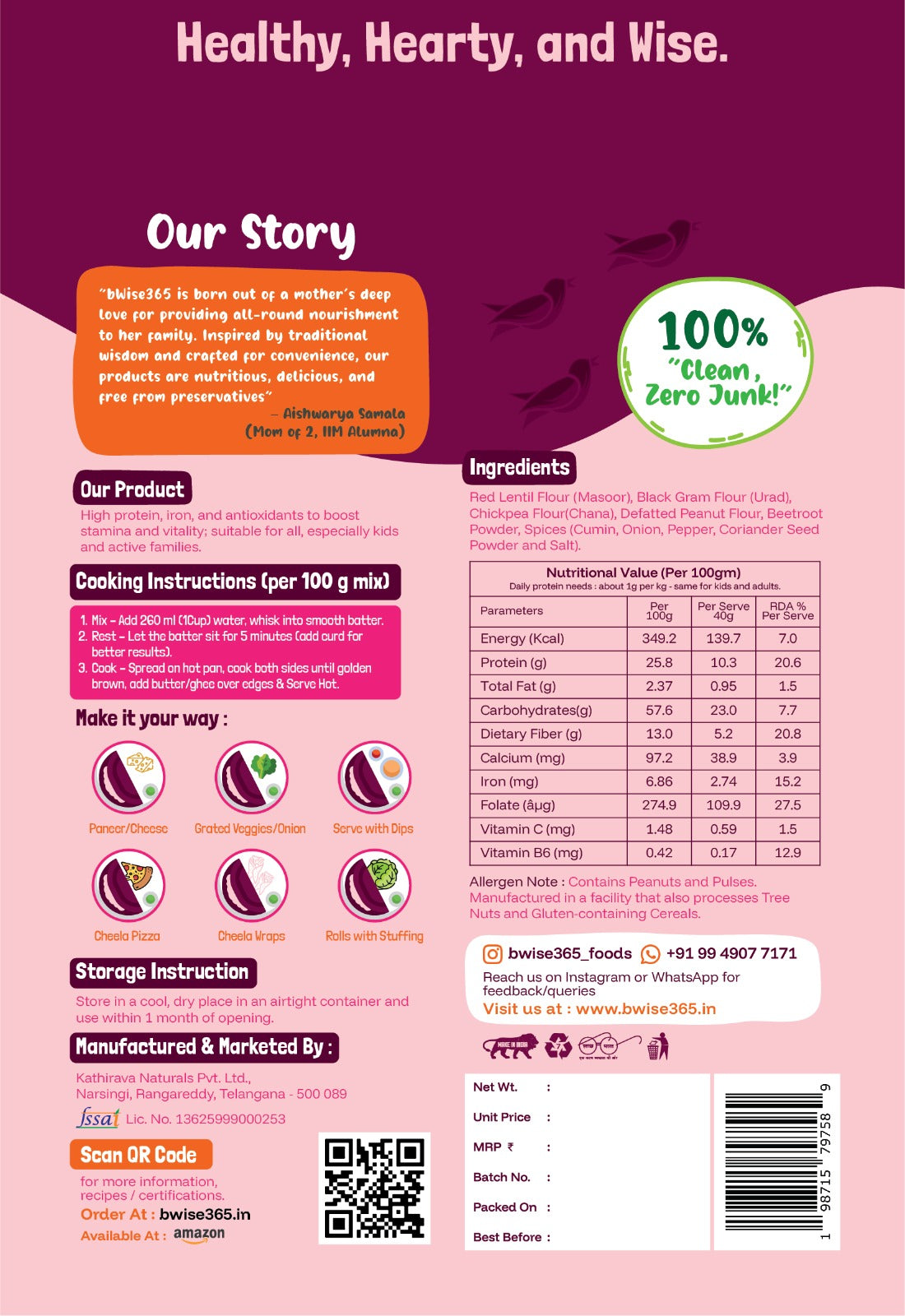 Daily Cheela Mix - Beetroot (200 gms)